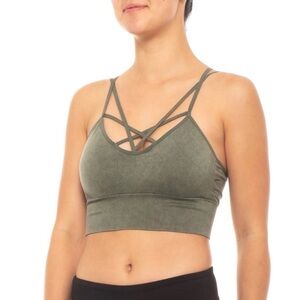 Fornia Olive Strappy Sports Bra Size S/M